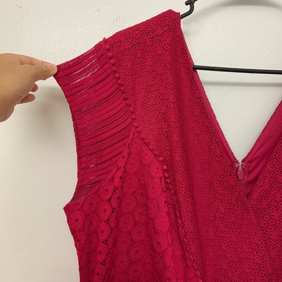 Lane Bryants Red Magenta Eyelet Wrap Dress 22 - Picture 4 of 8